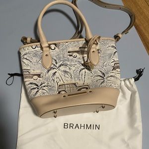 NWT Brahmin small Bowie ivory cops cabana leather bag